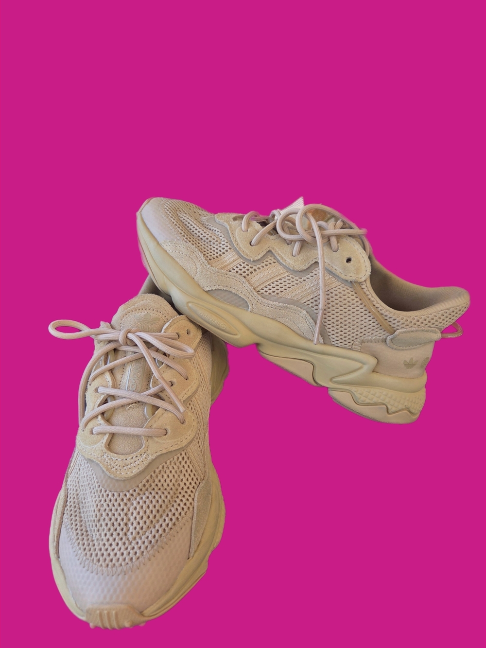 Adidas Ozweego Magic Sneakers in Beige/Tan - Mesh & Suede Mix
